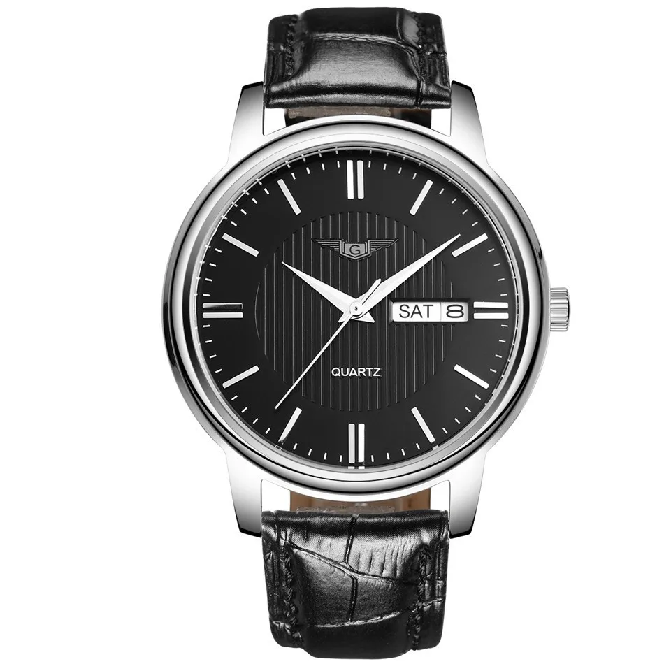 NEW GUANQIN Mens Watches Casual Date Week Quartz Watch Leather Strap Clock Men Wristwatch relogios masculino New Year Gifts (8)