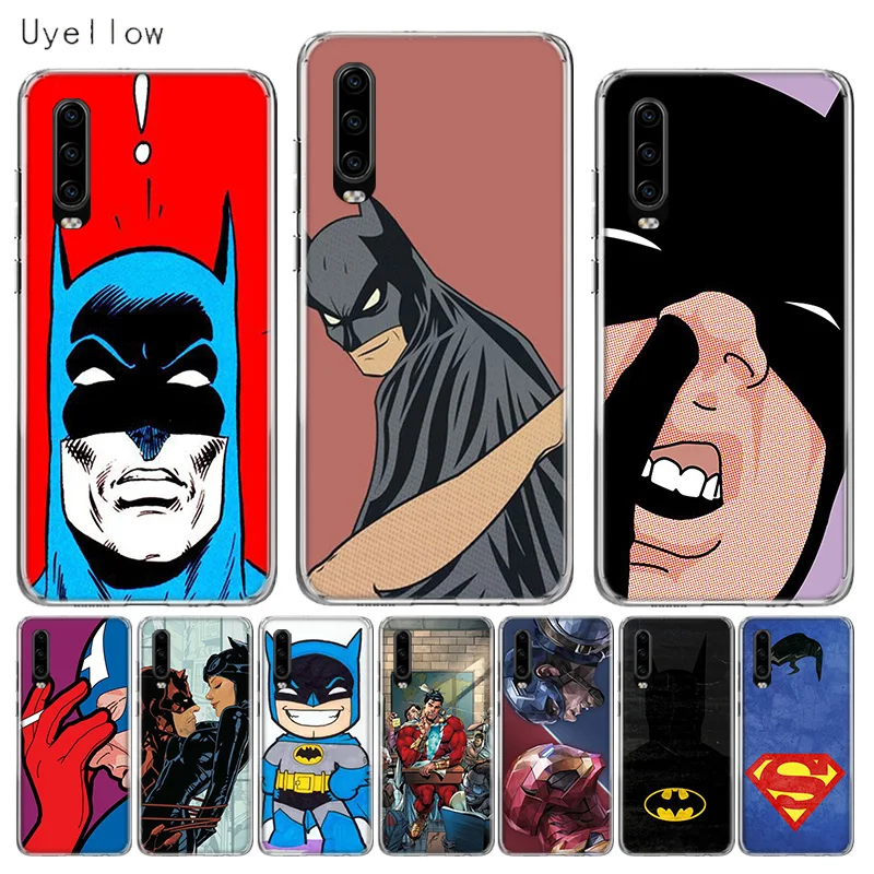 

Uyellow Silicone Phone Case For Huawei P10 P20 P30 Lite Pro Hawei Mate 10 20 lite P Smart 2019 DC Batman Superhero Cover Coque