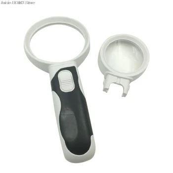 

5 Times and 10 Times Handheld LED Light Double Lens 2 Pcs Glass High Magnification Replaceable Lens Reading Magnifier