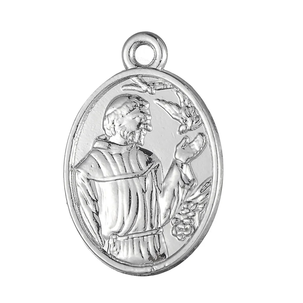 

Skyrim 10Pcs/lot St Francis Religious Oval Shape Charm Zinc Alloy DIY Jewelry Finding For Men Necklace
