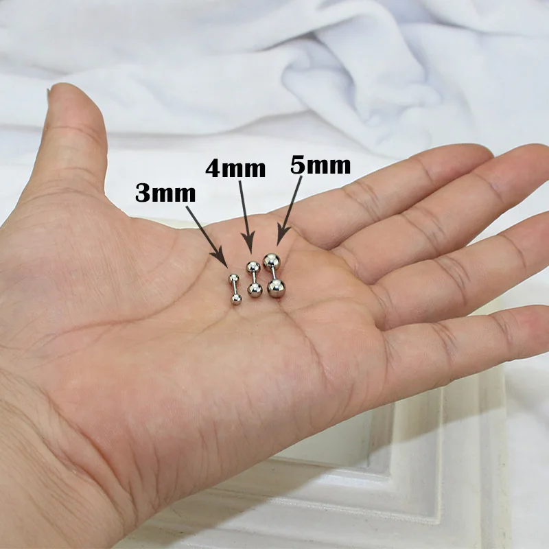 3pcs/pack Stainless Steel Small Ball Screw Ear Studs For Women Men Piercing Tragus Earrings Cute Ear Bone Nail/Stick