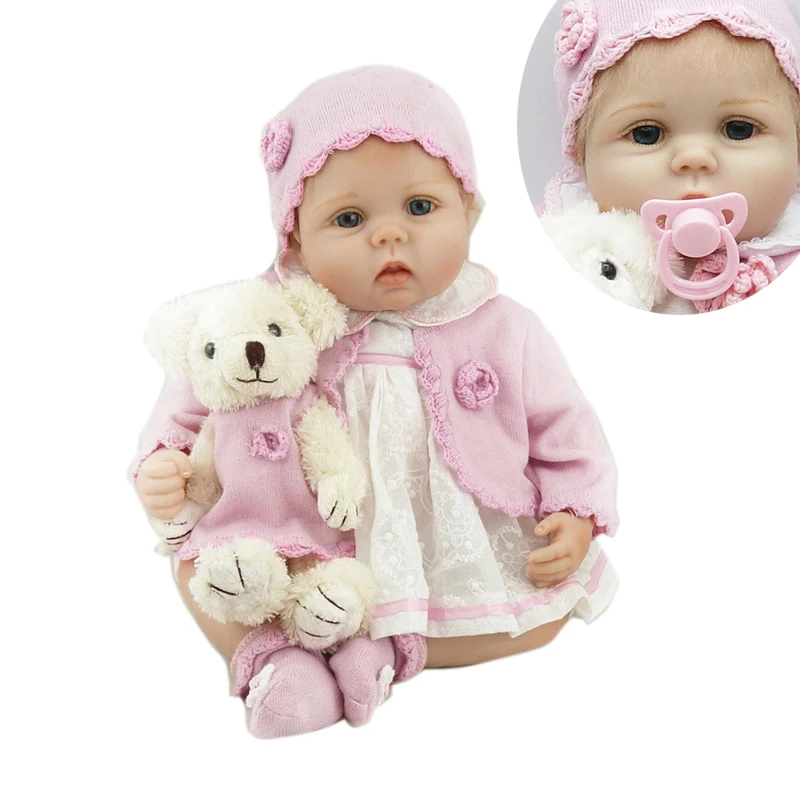 

Lovely 22 inch Soft Silicone Reborn Baby Dolls Realistic 55 cm Real Life Babies Dolls With Bear bebe Toy So Truly Kids Playmate