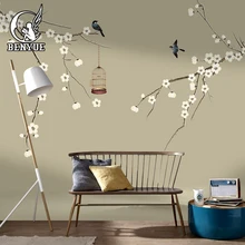 Индивидуальные 3D обои красивый пейзаж гостиная настенная бумага 3d настенные фрески обои домашний Декор цветок сливы Фотообои