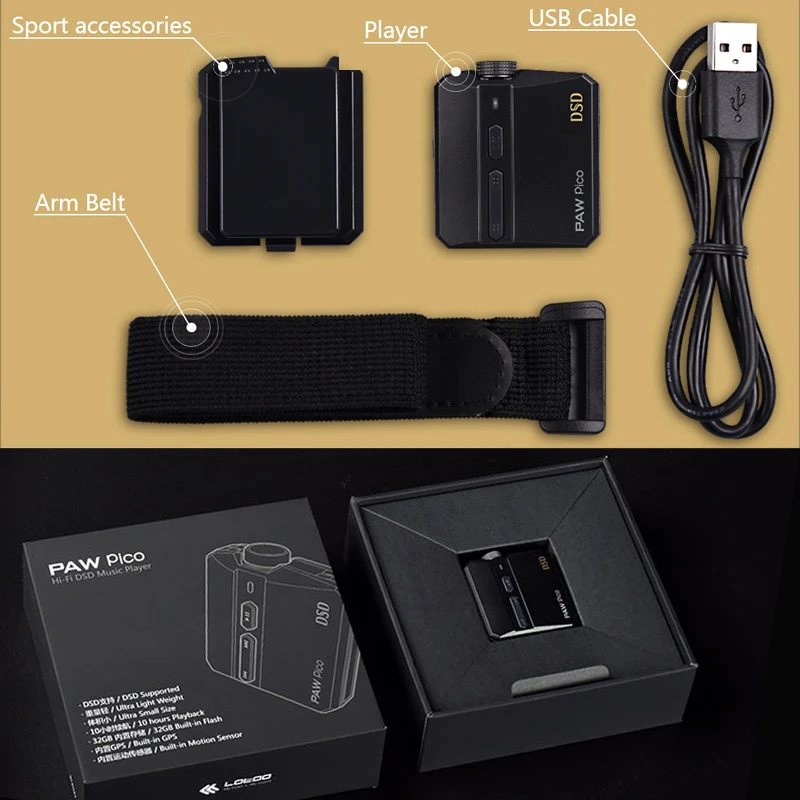 Музыкальный плеер LOTOO PAW PICO Hi Fi поддержка DSD 10 часов работы 32 ГБ флэш памяти MLC