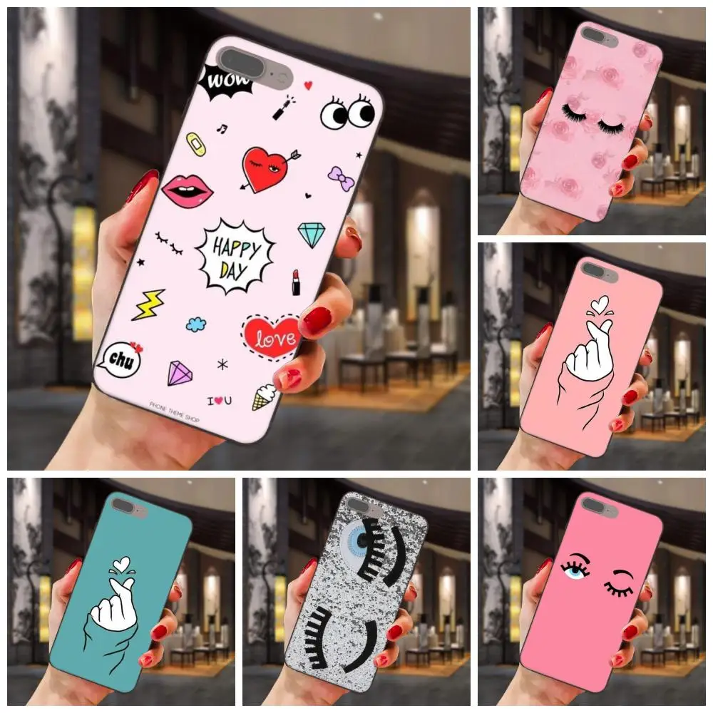 

For Xiaomi Redmi Note 2 3 4 4A 4X 5 5A 6 6A 7 Go Plus Pro S2 Y2 Soft Silicone TPU Black Cell Bags Fashion Chiara Ferragni Eyes