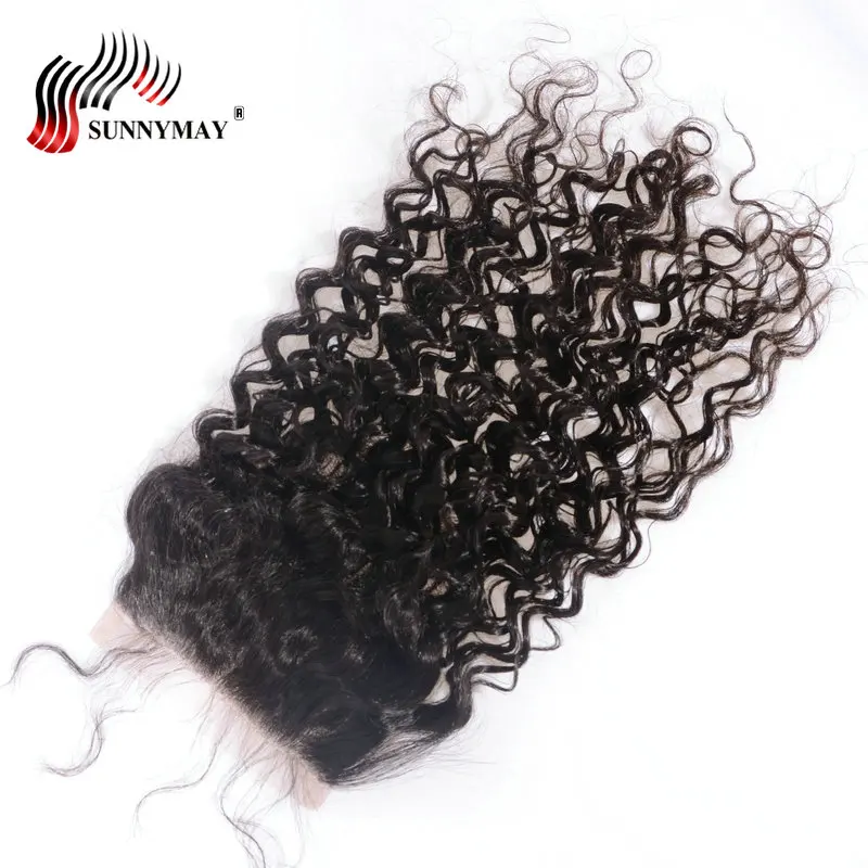 Sunnymay малазийские парики из натуральных волос 5x5 кружева Закрытие Свободные Вьющиеся синтетические волосы швейцарское кружево Выбеленные узлы с детскими волосами