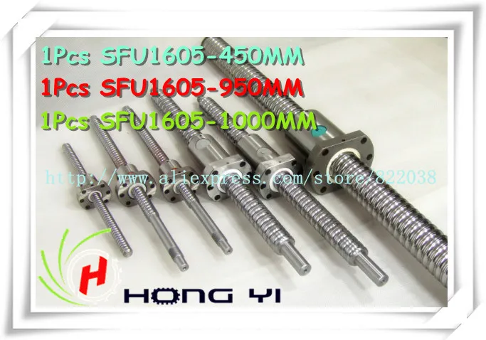 

1 X SFU1605 Ball screw L =450/950/1000mm & 3pcs Ballscrew Ballnut for CNC and BK/BF12 standard processing