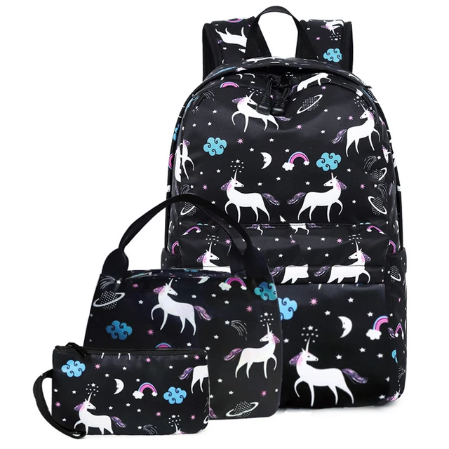 3pcs Set Women Unicorn Printing Designer Backpack Schoolbag For 3pcs Set Women Unicorn Printing Designer Backpack Schoolbag For Agers S Lunch Box Computer Student