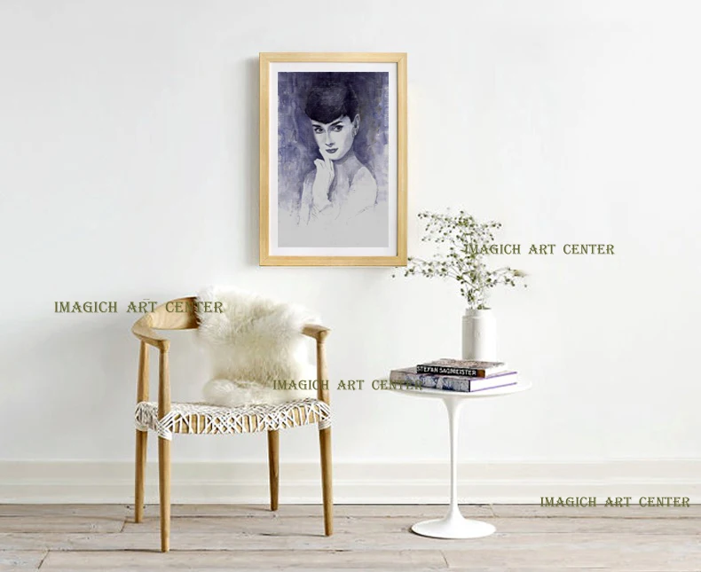 

portrait canvas painting figure print watercolor masterpiece giant poster prints on canvas film star Audrey Hepburn beauty art