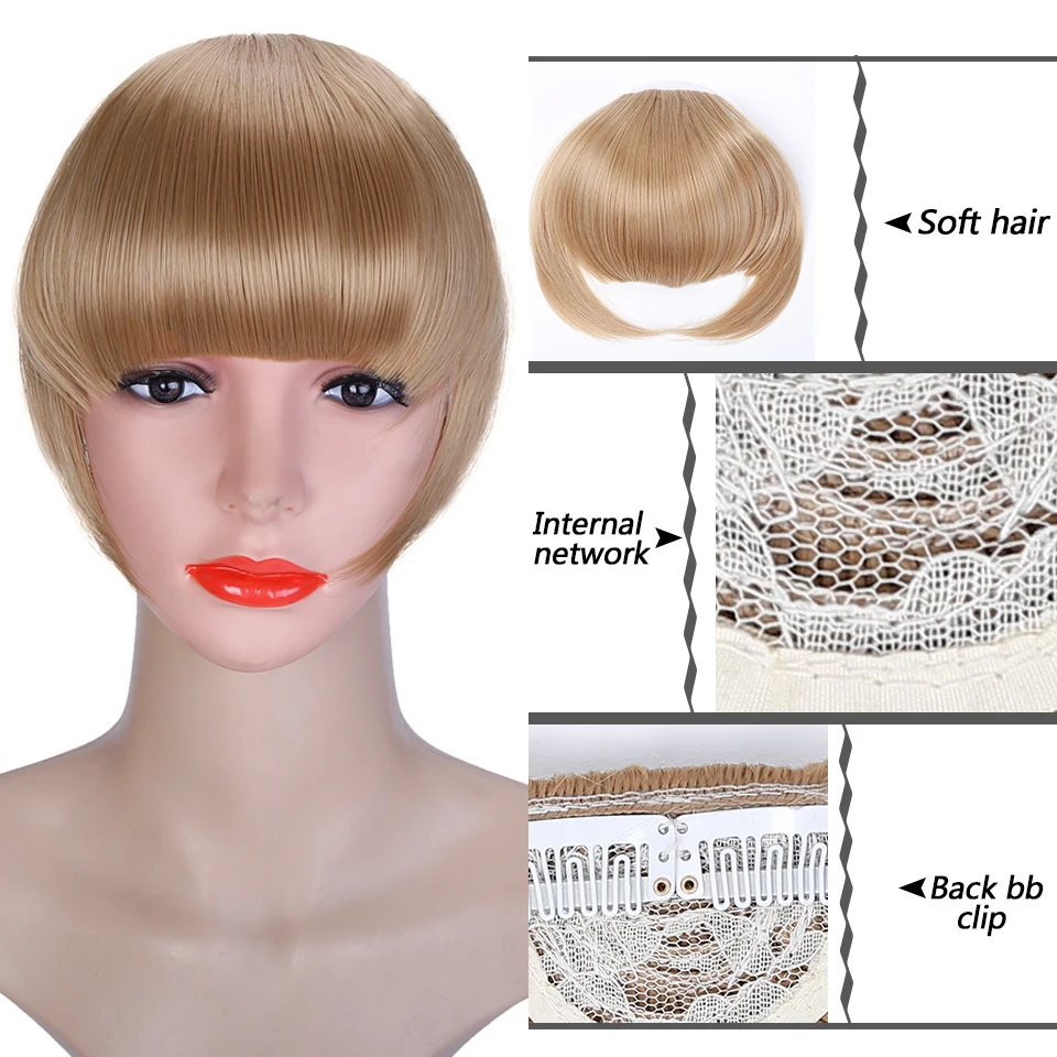 AOSI WIG Clip-In Bang Extension Blonde Hairpiece Bangs fringe Clip in Hair Extensions One Piece Straight Hairpiece Accessories