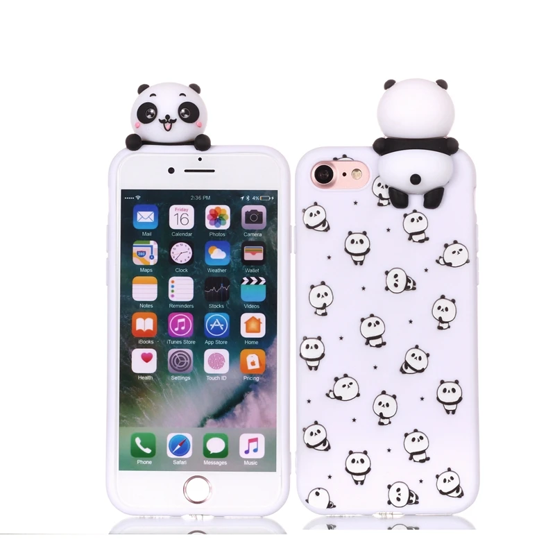 Коке для iPhone 7 Plus 3D Единорог Panda Собака Силиконовый чехол на для iPhone 5 5S SE 6 6S 8 Plus X XS чехол для телефона Capinha - Цвет: 6