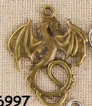 Горячая Распродажа- смешанный стиль античная бронза или серебро талисман дракон кулон ювелирные изделия подарок - Окраска металла: 20pcs  6997
