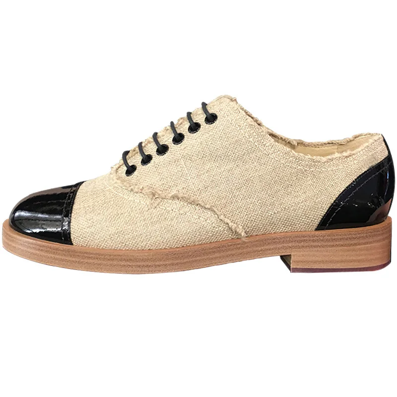 Lace Mujer Zapatillas Mano Retro Mujeres Genuino Cuero Casual Vintage A Las Hecho Oxford Zapatos Loafers Up Planos Para ORqSFwxI