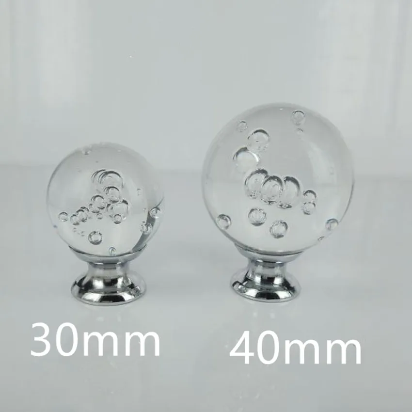 30mm 40mm modern fashion glass bubble crystal drawer knobs