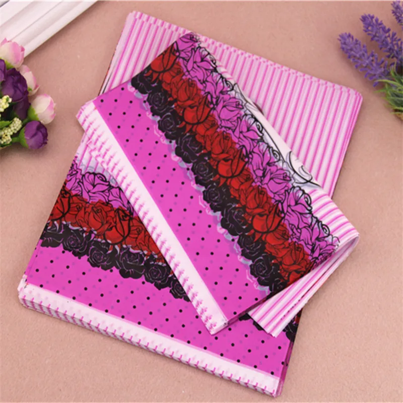 2016 New Design Wholesale 100pcs/lot 20*25cm Mixed Luxury Flower Plastic Packaging Bags With Handles Favor Wedding Gift Bags