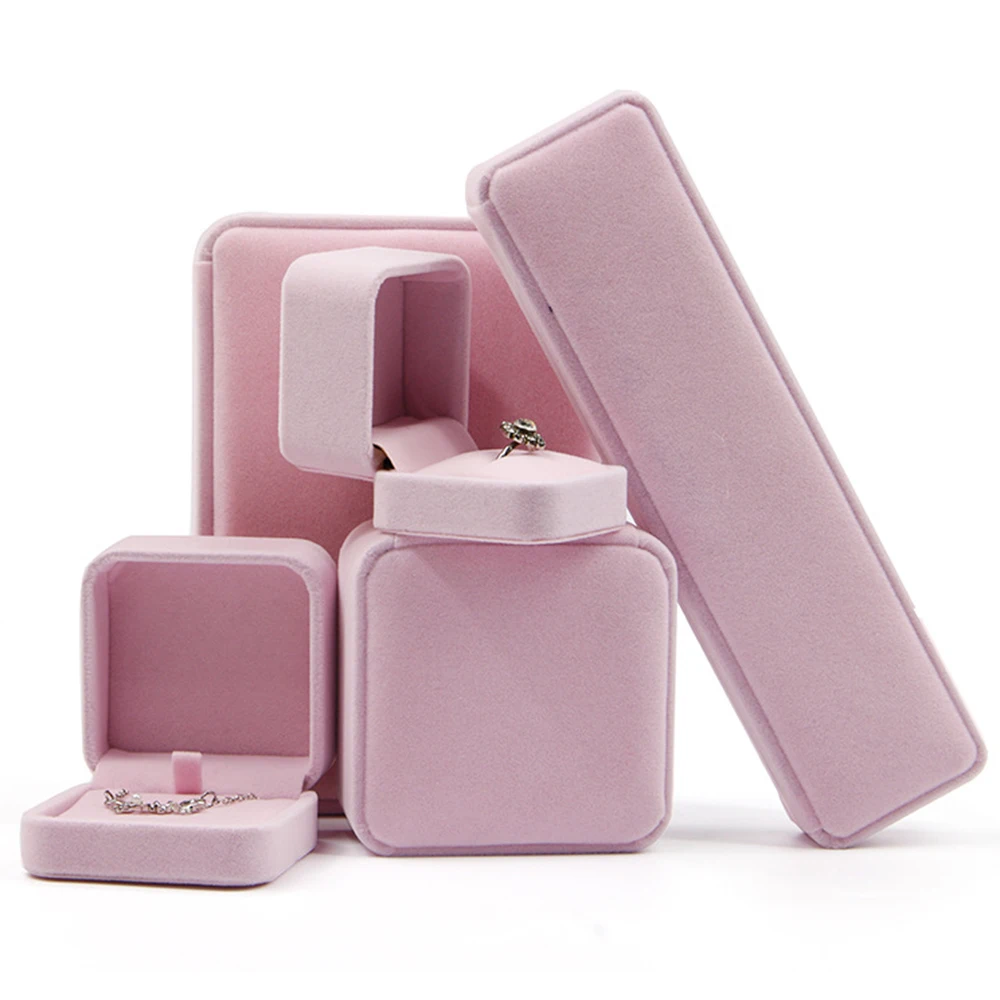 Розовый кулон ожерелье браслет коробка для хранения ювелирных изделий Кольцо Серьги Органайзер Дисплей Чехол многоразмерная упаковка коробка модный подарок