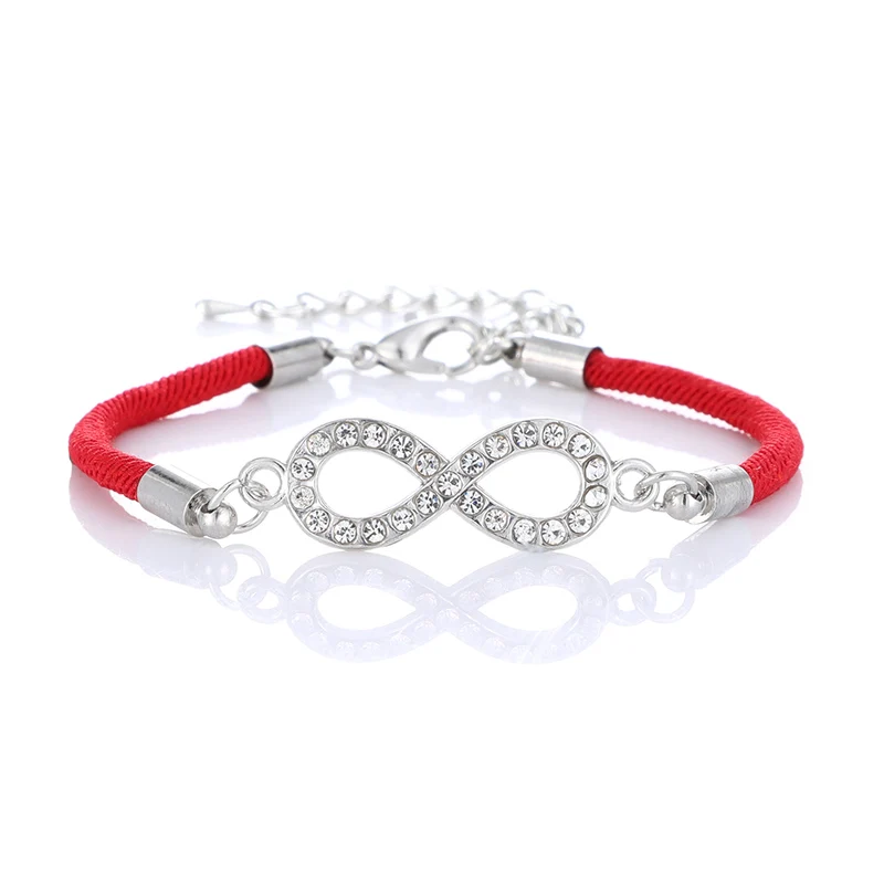 Bracelet Jewelry Alphanumeric 8 Chakra Infinite Weaving Female Bracelet Red Rope Line Thread Pink Bracelet