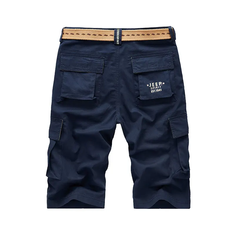 Летние шорты-карго для джипа, однотонные мужские хлопчатобумажные шорты, военные деловые брюки, пляжные шорты