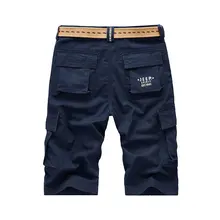 Летние шорты-карго для джипа, однотонные мужские хлопчатобумажные шорты, военные деловые брюки, пляжные шорты