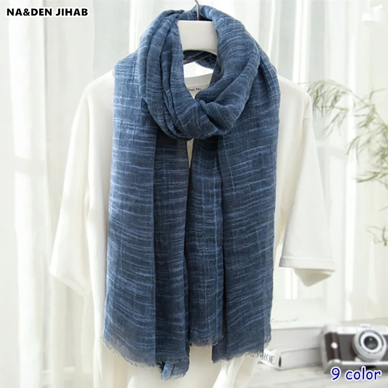 2018 dirty dyeing plain scarf cotton linen women scarves and shawl