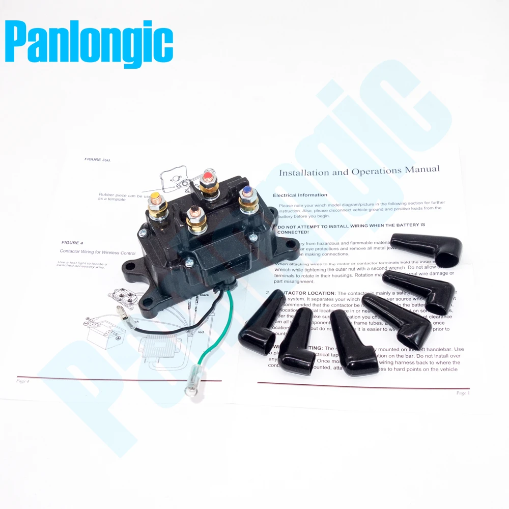 12V 200A Electric Winch Solenoid Relay Rocker Switch with Caps For ATV UTV  Truck Black Metal Universal Kit