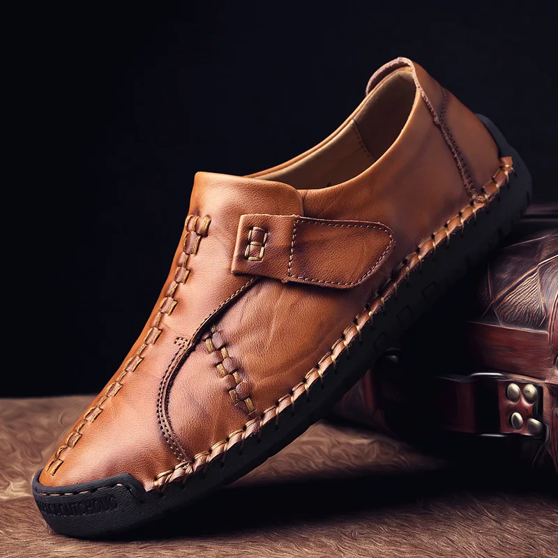 Unique trendy men's casual shoes high grade leather lazy men's shoes