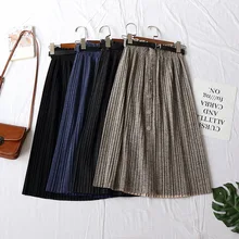 Faldas, Полиэстеровая юбка-пачка средней длины, новинка, Женская юбка макси,, осень и зима, высокая талия, эластичная, с поясом