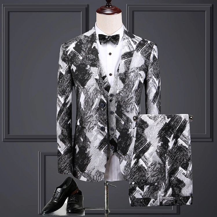 Высококачественный мужской свадебный костюм модный мужской костюм куртка и брюки с жилетками тонкий дизайн мужское платье комплект из 3