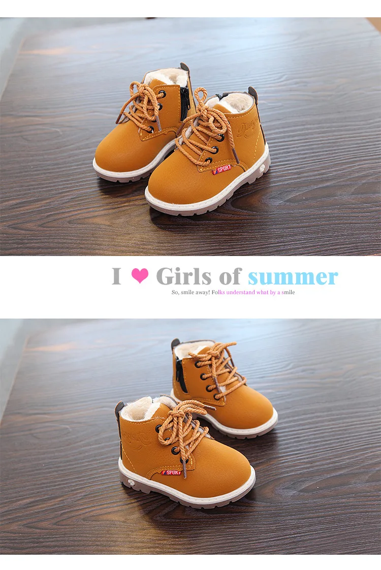 Зимние ботинки для детей от 1 до 4 лет модные короткие ботинки для мальчиков и девочек теплая детская обувь из плюша и хлопка мягкая спортивная обувь