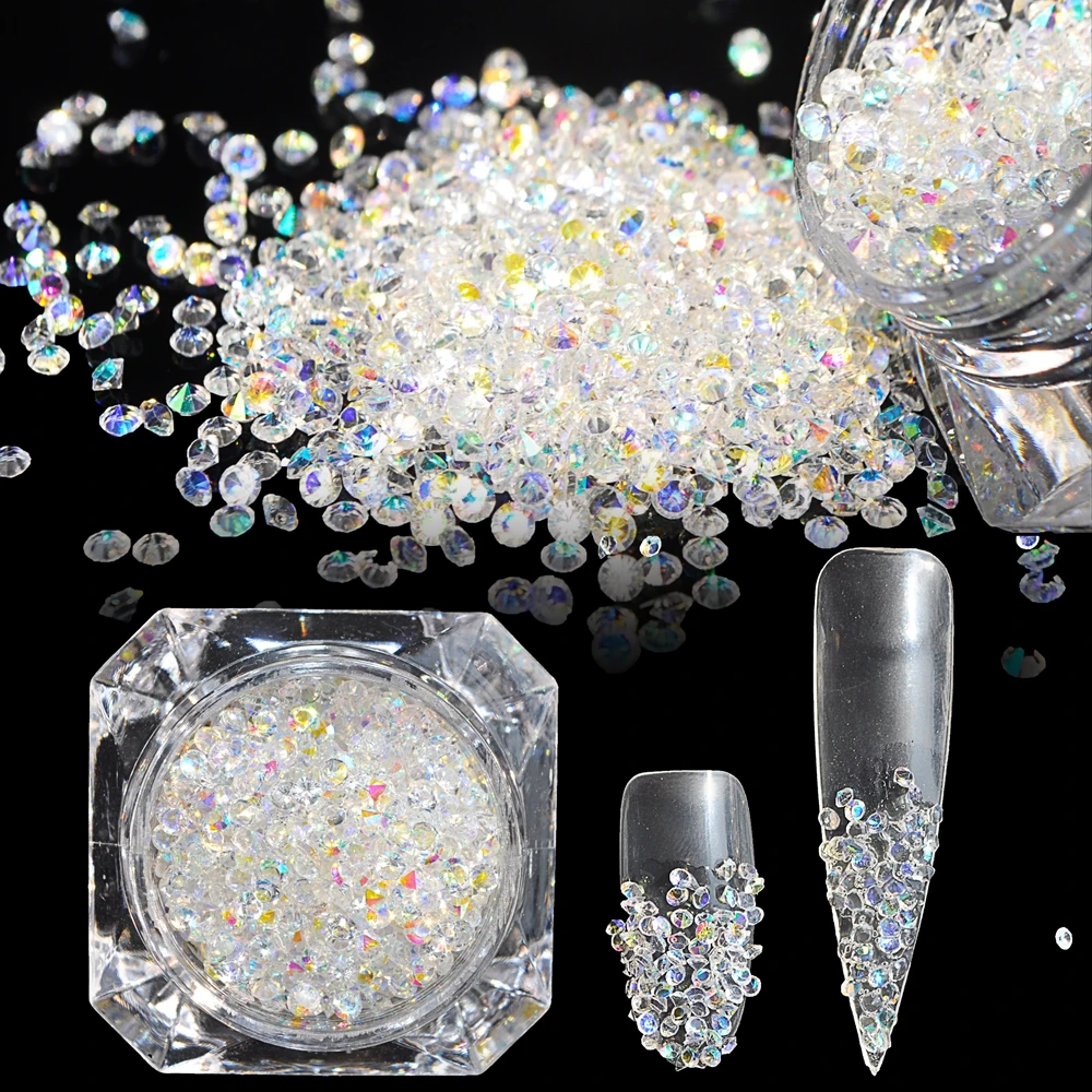 

1440Pcs 2mm AB Nail Rhinestones Micro Diamond Rhinestone Mini Glitter Nail Art Beads 3D Nail Decorations