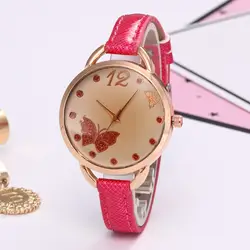 Для женщин модные часы Цвет ремешок цифровой циферблат кожаный ремешок аналоговые кварцевые наручные часы нерегулярный женские часы Relógio
