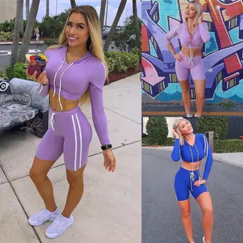 

2018 New Fashion Hot Sexy Charming 2Pcs Women's Sportwear -shirt Tops Legging Pants Ladies Outfit Wear
