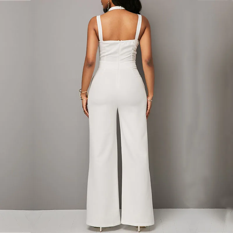 MUXU 2018 летний женский сексуальный белый комбинезон combinaison pantalon femme elegante с v