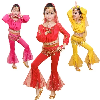 

7 Pcs Set Kids Professional India Dancewear Children Belly Dance Costumes For Girls Egypt Dancing Bellydance Costume DWY1063