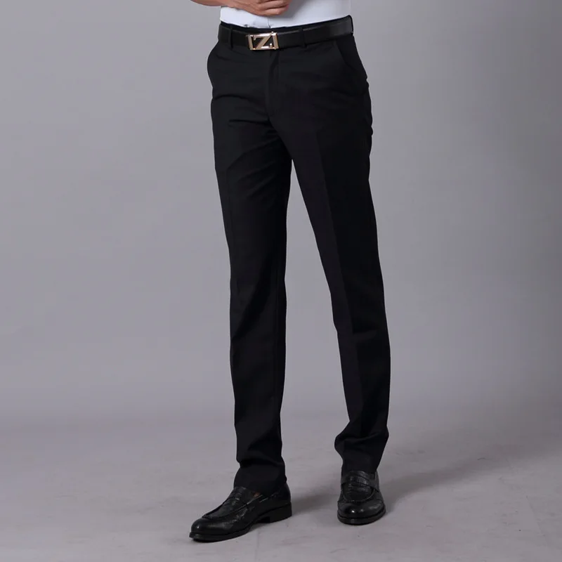 Mens Officewear Skinny Real Black Leather Pants Trousers