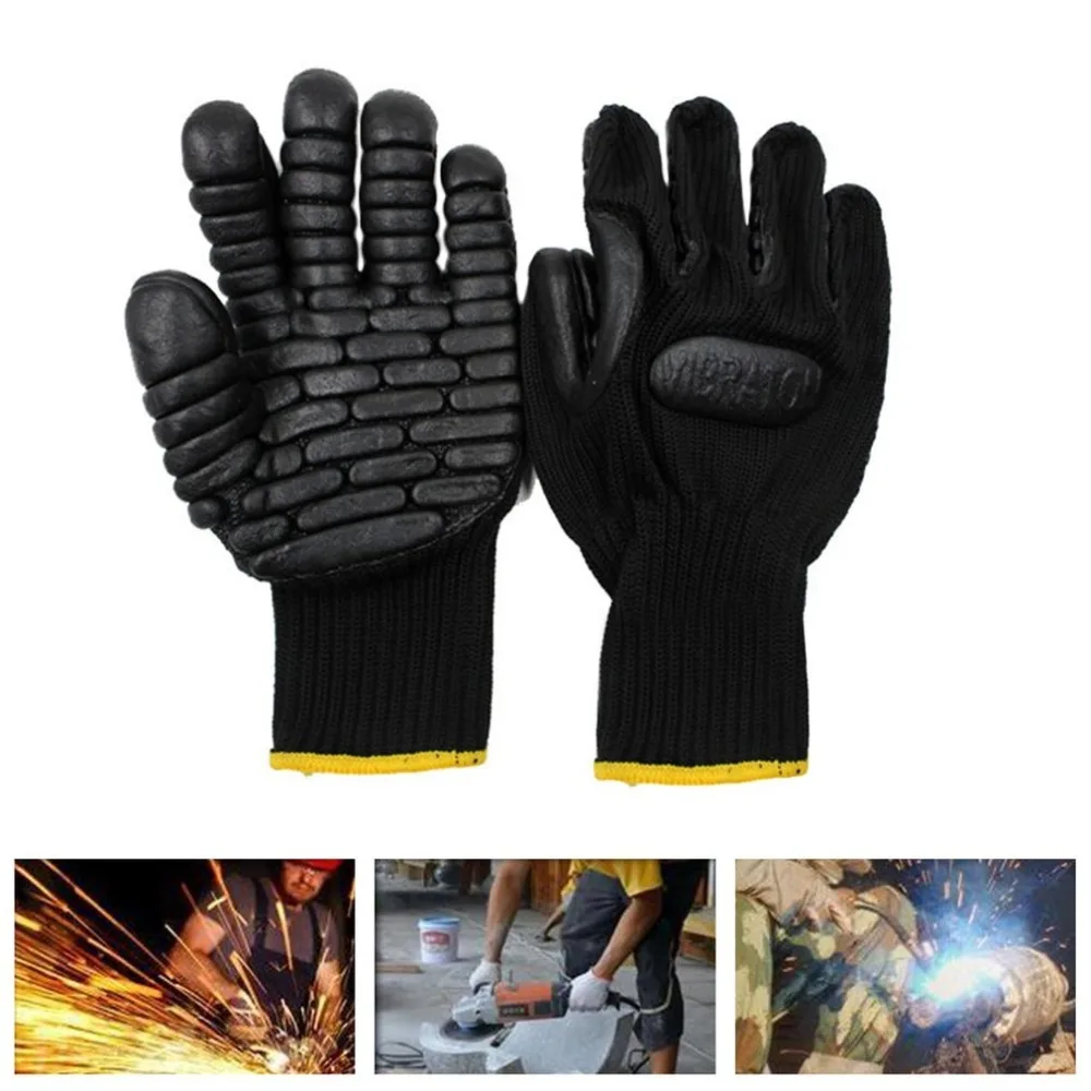 

1 Pair Gardening Black Gloves Safety Protective Labor Working Gloves Electric Drill Shockproof Wear Resistant Industrial Gloves