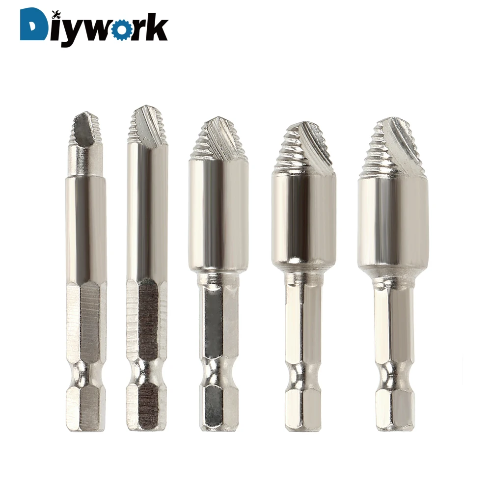 DIYWORK Screw Extractor Set High Speed Steel Broken Wire Remove Tool