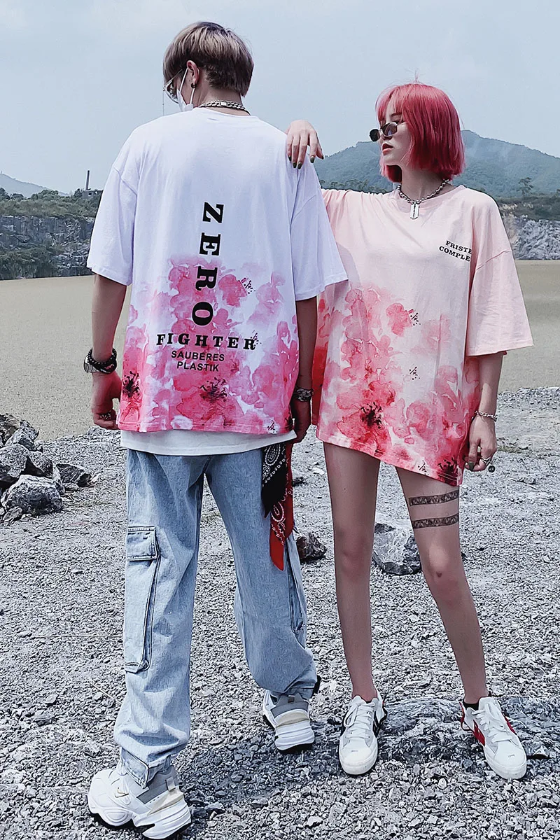 Летняя брендовая Дизайнерская футболка с коротким рукавом и цветочным принтом сакуры в стиле хип-хоп Харадзюку, модная футболка для мужчин и женщин