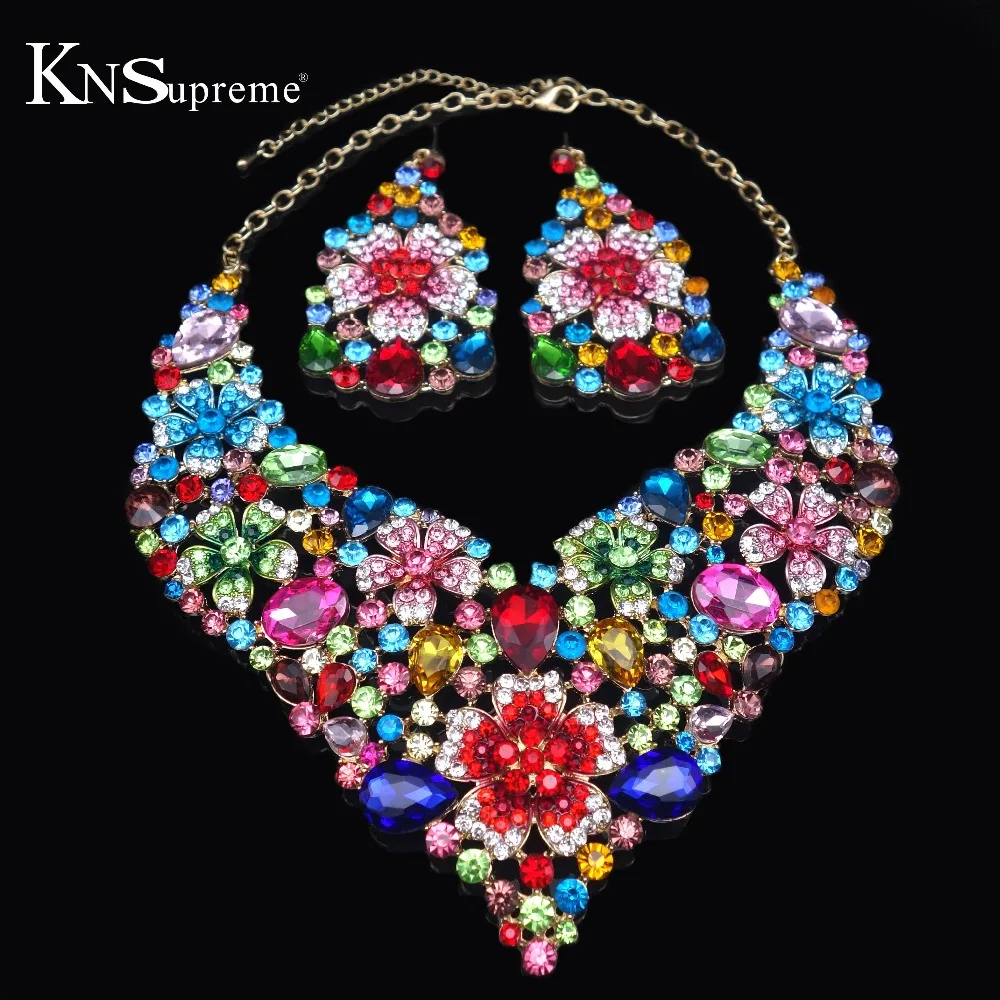 

Dubai Wedding jewelry sets Party Bridal African Jewelry Set for Women gold-color Pendant Necklace Earrings Jewelry Sets