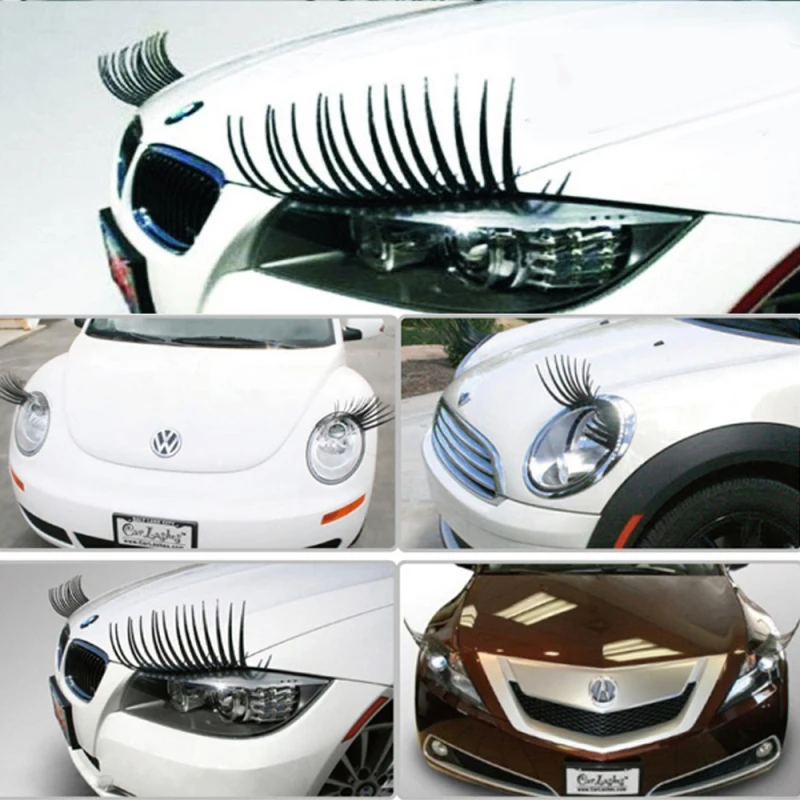 EUROTYPER Charming Black False Eyelashes Car Stickers and Decals Headlight Decoration Car Styling Automobile 3D Eye Lash Sticker