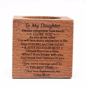 

Home LOVE MOM Wood Flowerpot Garden Table Mini Flowerpots Square Juicy Plants Vase Flower Pots Container Mother's Day Gift