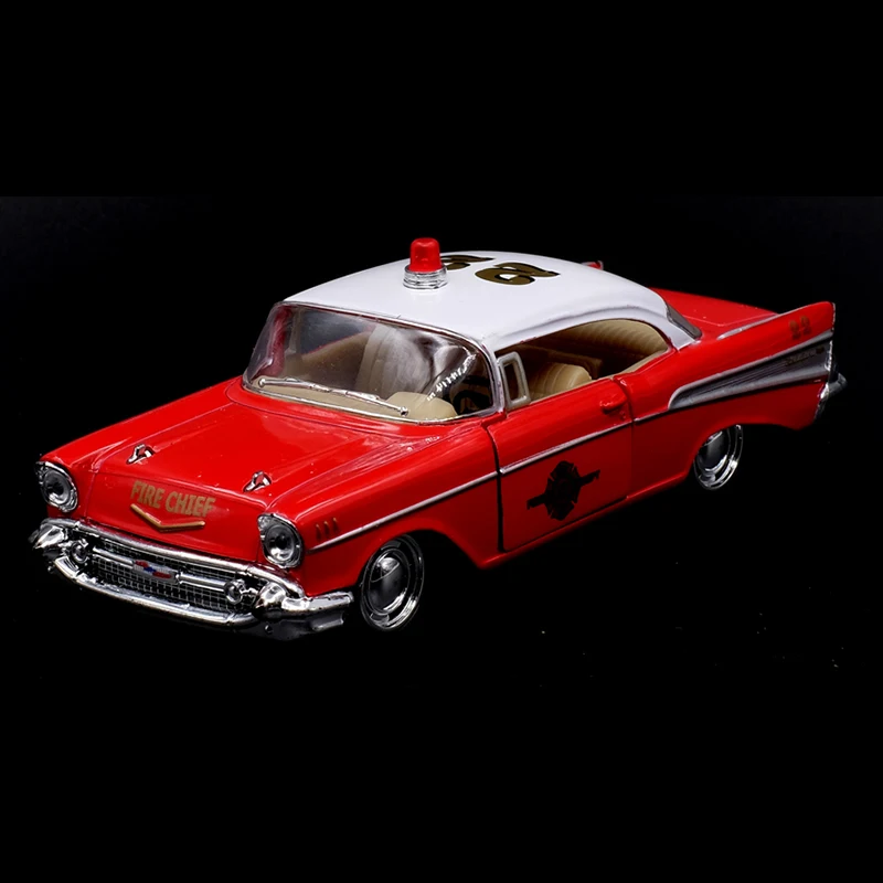 Kinsmart 1:40 1957 Chevrolet Bel Air Fire Chief Classic Car Alloy Diecast Car Model Toy  Pull Back For Kids Gifts Toy Collection