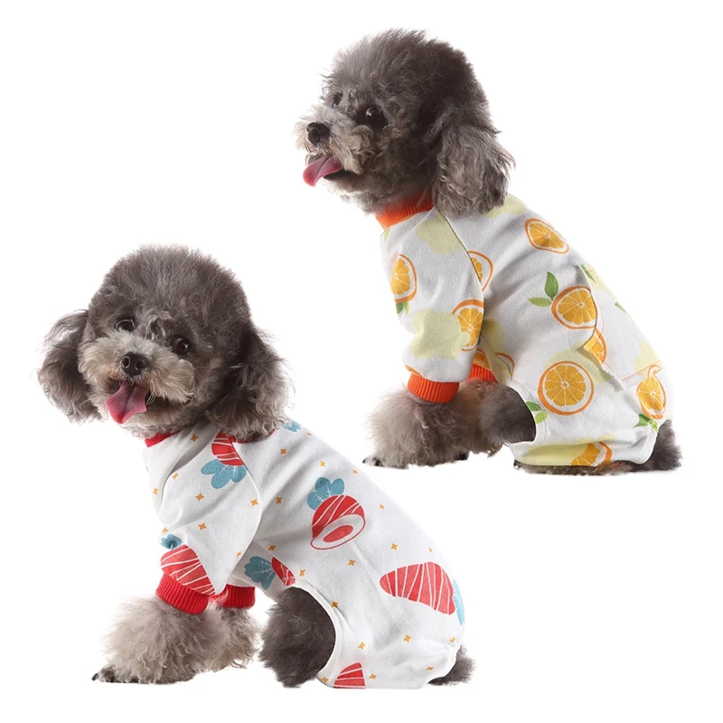 Милые маленькие собаки пижамы для домашних любимцев собак кошек одежда для щенков и собак комбинезон Чихуахуа померанских собак Печать