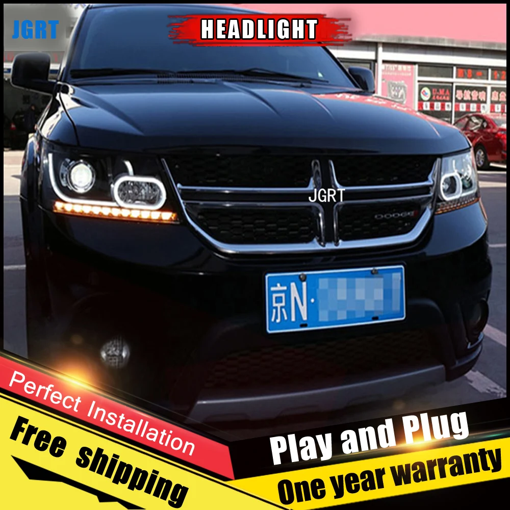 Online Auto Stil LED scheinwerfer für Fiat Freemont 2012 2014 für Freemont kopf lampe LED DRL Objektiv Doppel Strahl H7 HID Xenon bi xenon objektiv