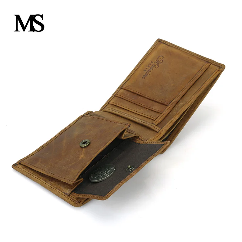 Men Organizer Wallets Brand Vintage Genuine Leather Cowhide Short Bifold Men S Wallet Purse Card Holder