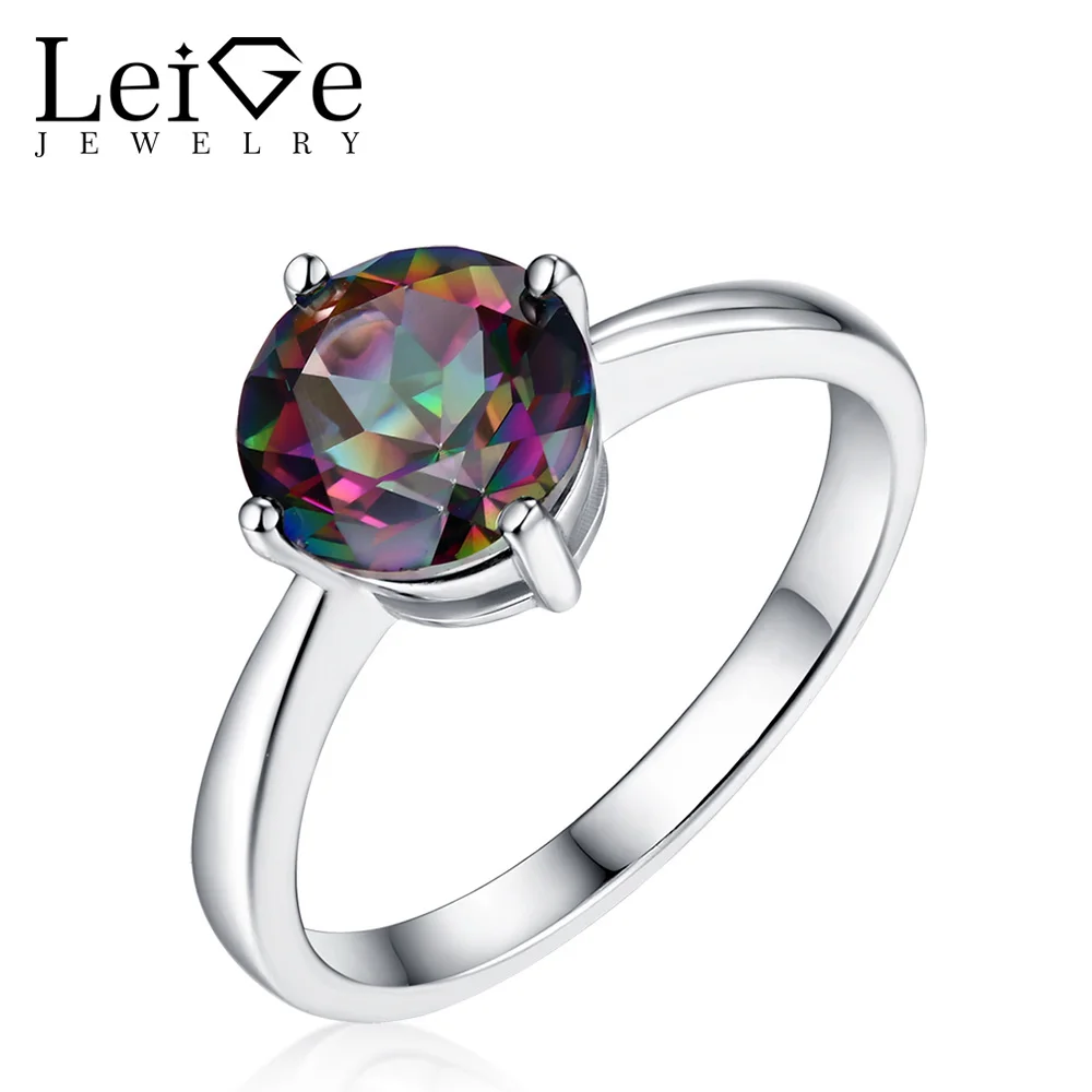 Украшения leige Solitaire круглое кольцо с мистическим топазом драгоценный камень