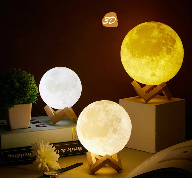 3D луна светильник светодиодный ночной Светильник для Для детей ребенок лампа сенсорный Сенсор светильник дистанционного Управление ночника Спальня прикроватная настольная лампа