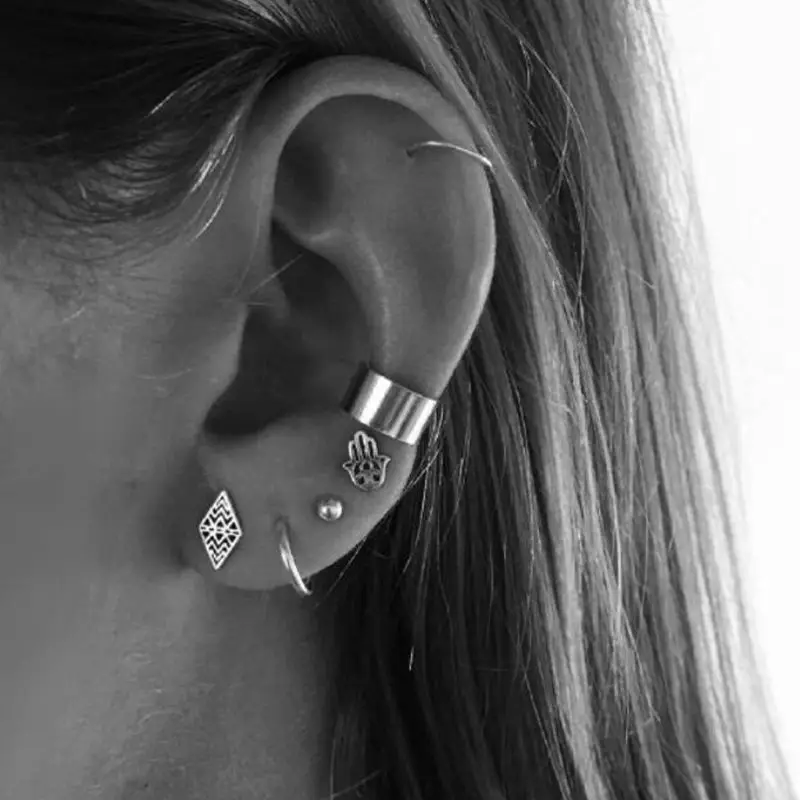 

JAVRICK Gold Tone Cute Shy Girls Abstract Hollow Face Earrings Fashion Jewelry