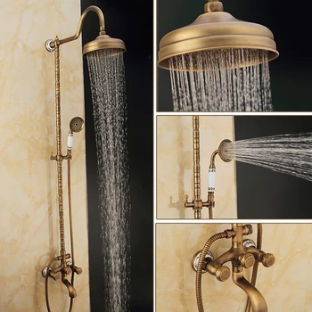 Best Classic Antique Brass Shower Faucet Set / Mixer Shower Tap Spout & Handle Shower Retro Free Shipping Wholesale And Retail