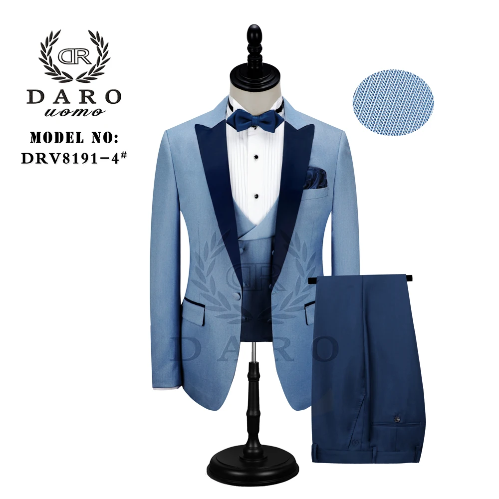 DARO Latest Coat Pant Designs Tuxedos Pink and blue Suits for Men Dress Wedding Groom Prom Suits DR8191